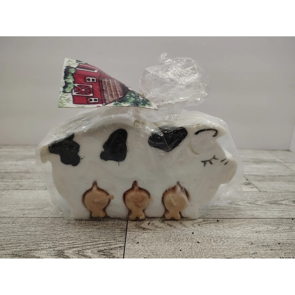 Candle‎ Craft 4 in 1 Pig with Piglets Candle Spotted Cow Farmhouse 1996 Novelty